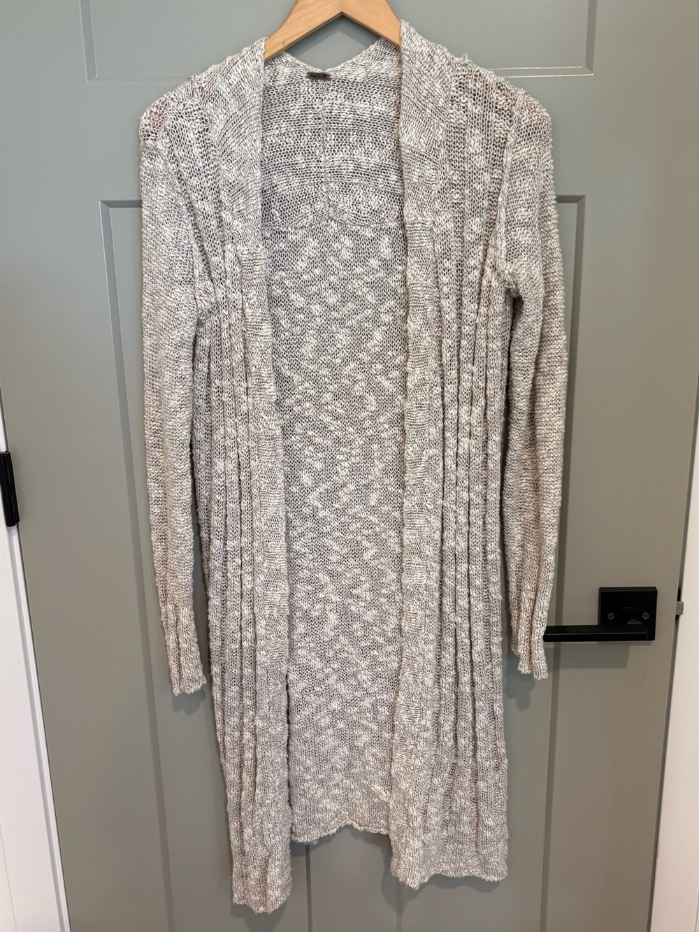 Free People Light Taupe Open Front Knit Cardigan